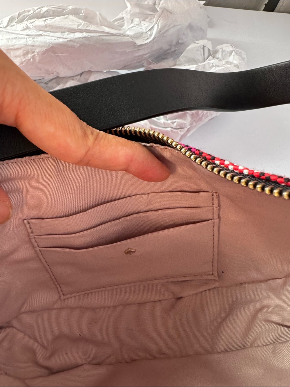 Kate Spade pink and red Plaid Crescent Shoulder Bag - Picture 5 of 9